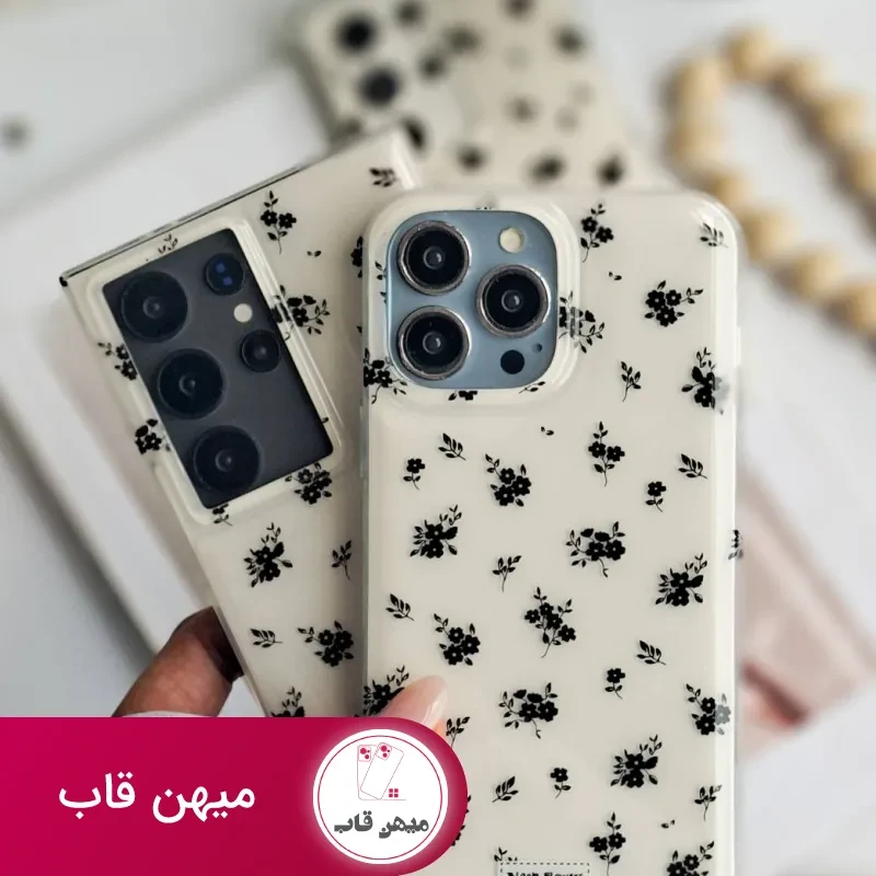 قاب گوشی گل ریز مشکی