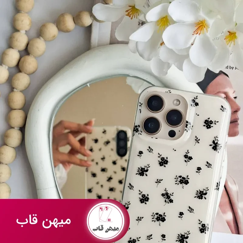قاب گوشی گل ریز مشکی