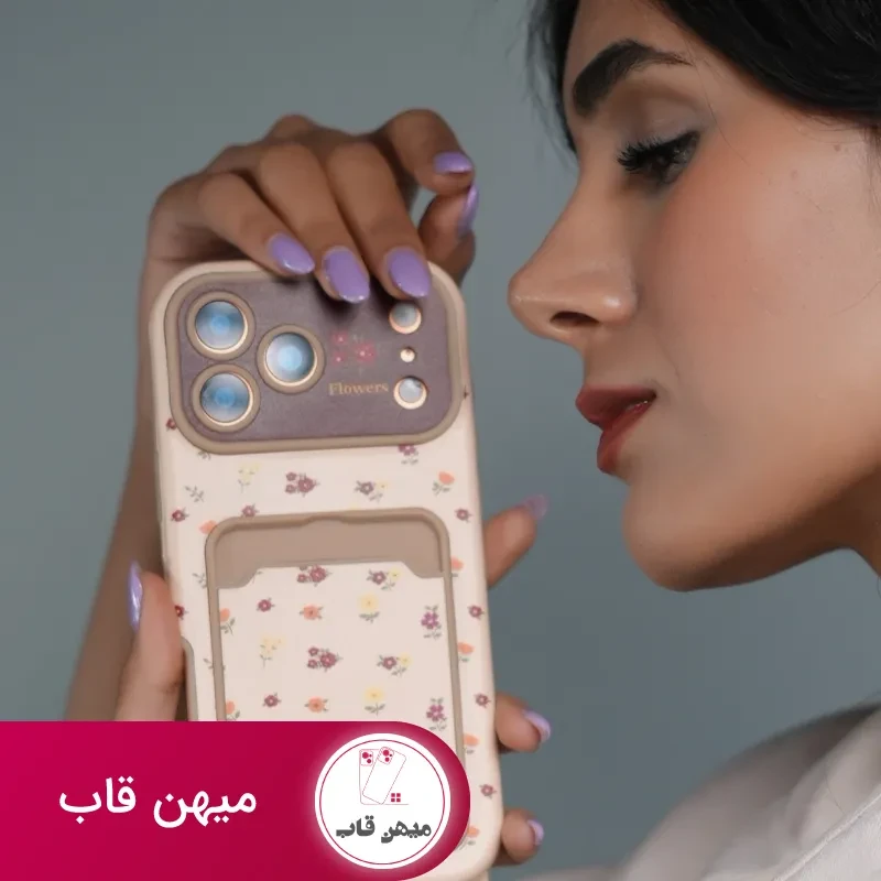قاب موبایل گل رز فیوره جاکارتی + بندست