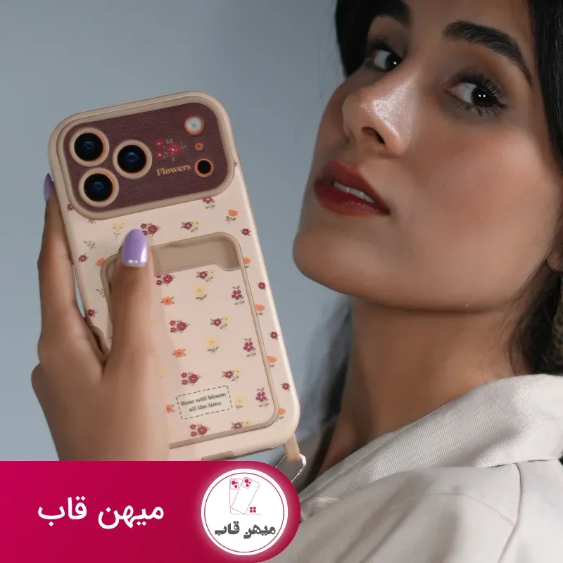 قاب موبایل گل رز فیوره جاکارتی + بندست