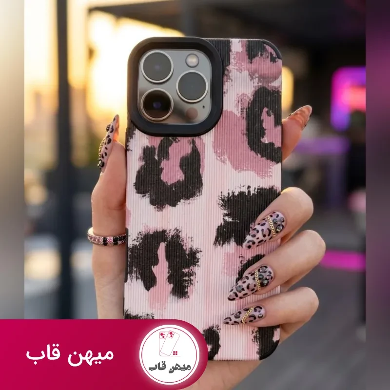 قاب آیفون کبریتی پلنگی صورتی