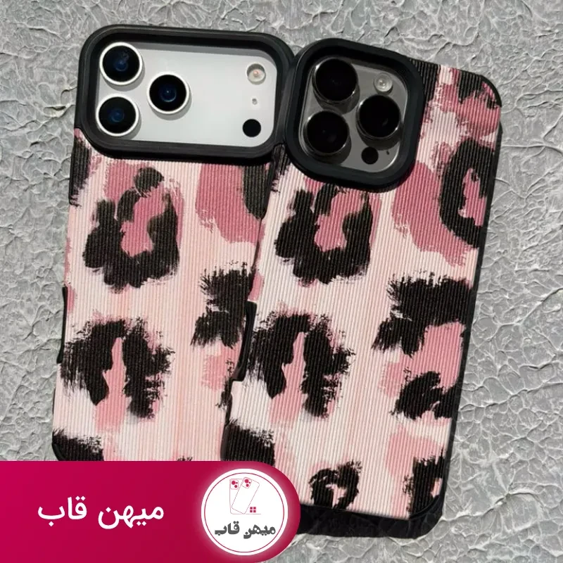 قاب آیفون کبریتی پلنگی صورتی