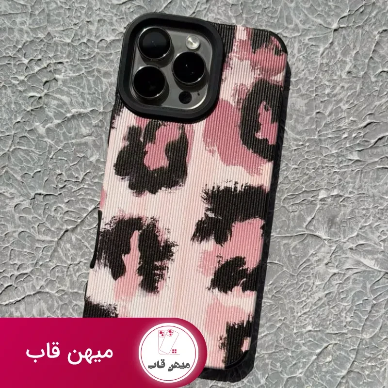 قاب آیفون کبریتی پلنگی صورتی