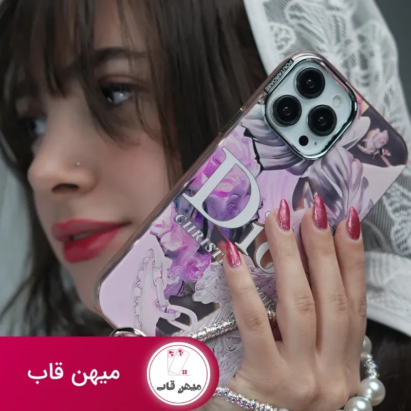 قاب گوشی آیفون دیور صورتی برگ انجیری