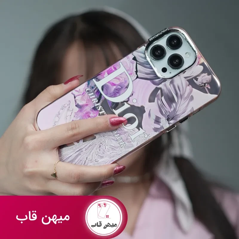 قاب گوشی آیفون دیور صورتی برگ انجیری