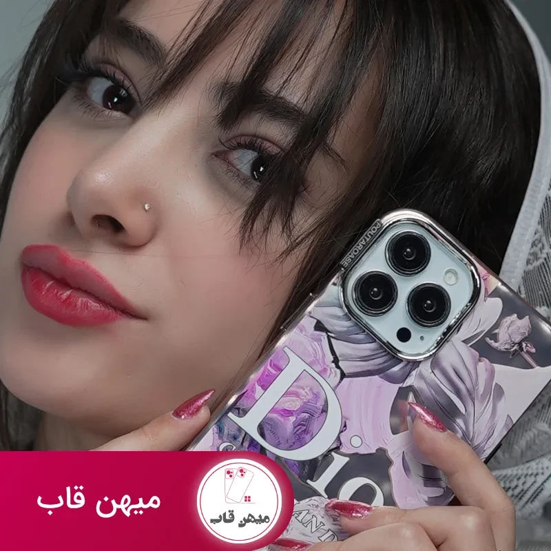 قاب گوشی آیفون دیور صورتی برگ انجیری