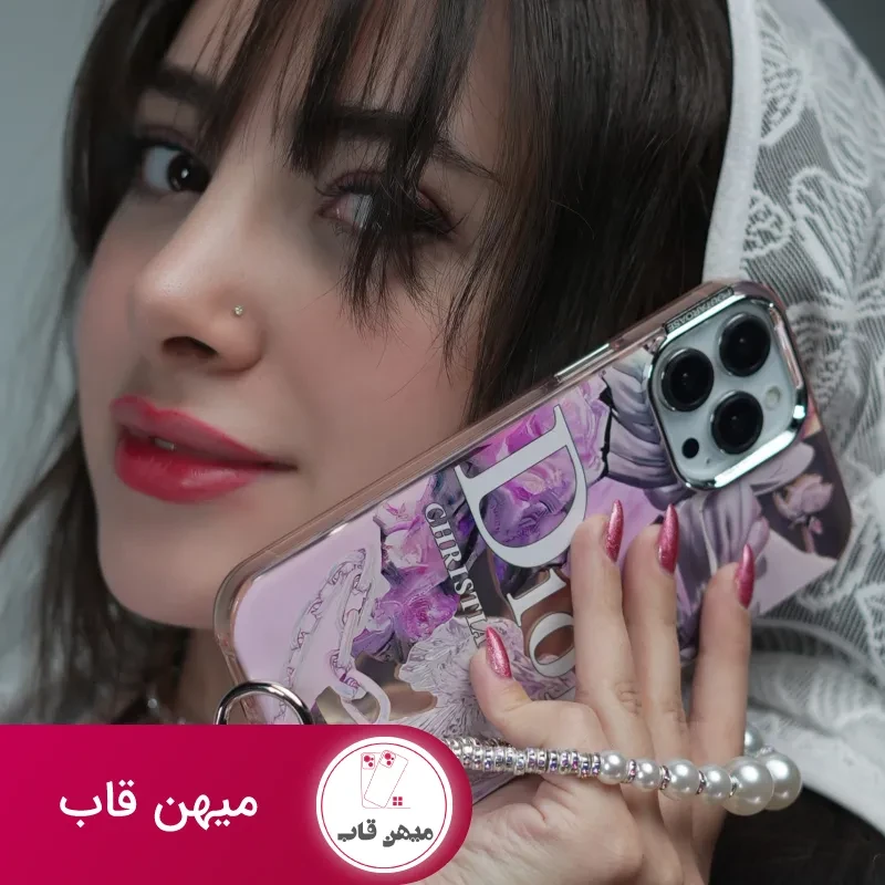 قاب گوشی آیفون دیور صورتی برگ انجیری