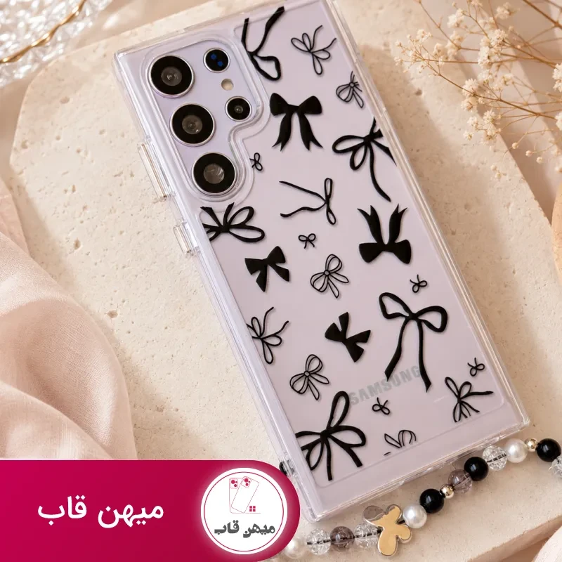 قاب گوشی پاپیون مشکی با آویز