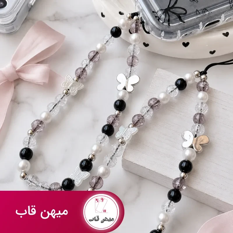 قاب گوشی پاپیون مشکی با آویز