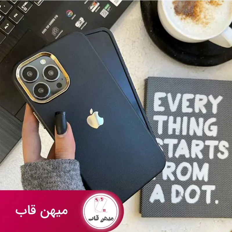 گارد گوشی آیفون چرمی متال - مشکی