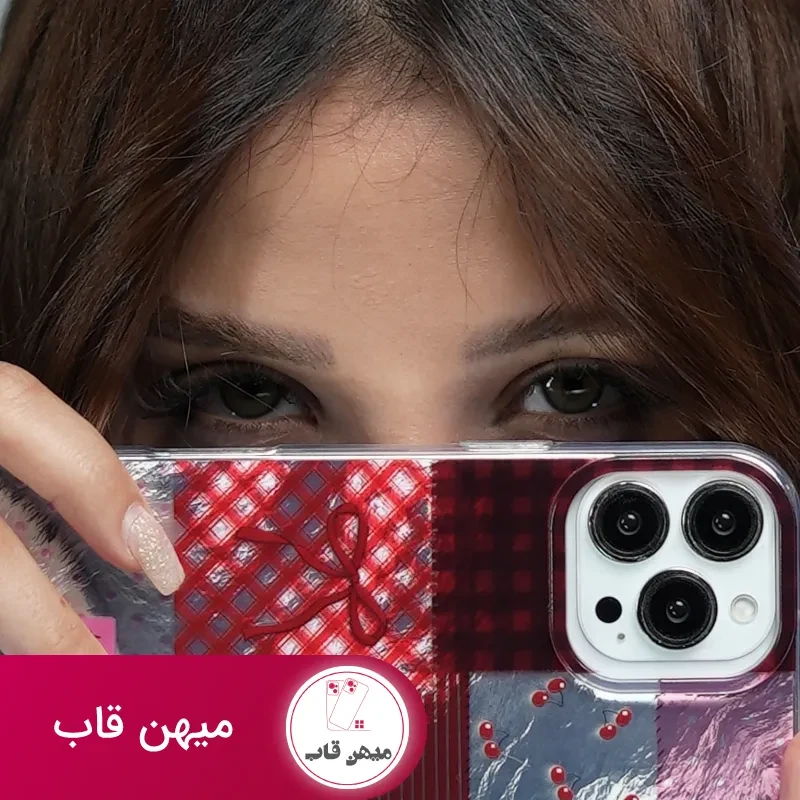 قاب آیفون کیتی چری آلبالویی پاپیون دار