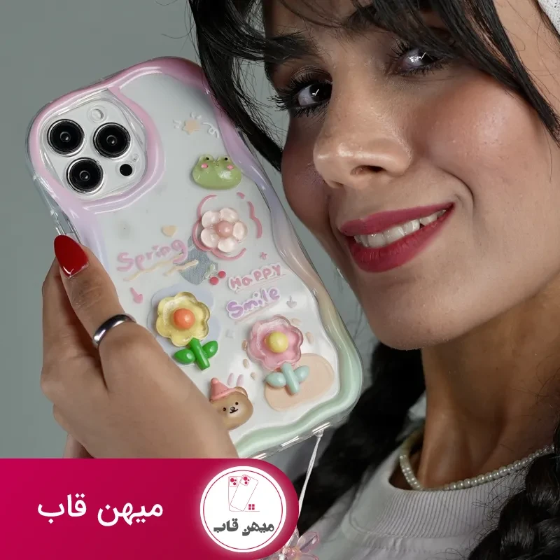 قاب موبایل آیفون قورباغه و نیلوفرآبی