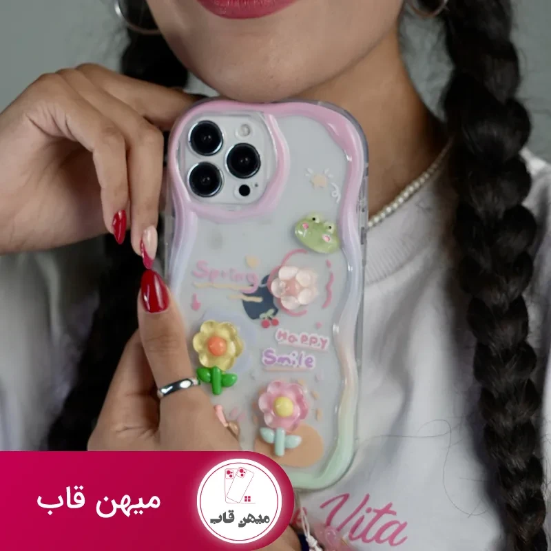 قاب موبایل آیفون قورباغه و نیلوفرآبی
