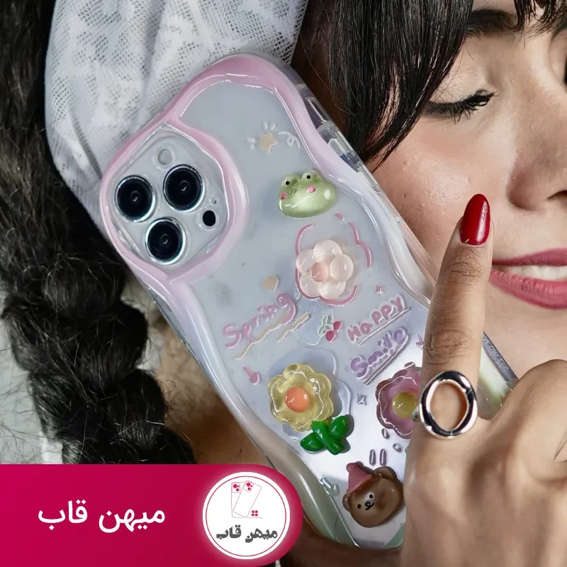 قاب موبایل آیفون قورباغه و نیلوفرآبی