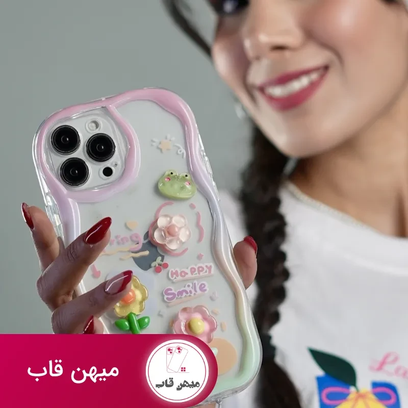 قاب موبایل آیفون قورباغه و نیلوفرآبی