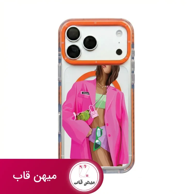 قاب گوشی دختر کت صورتی Pink Girl با مگ سیف