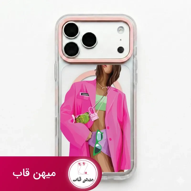 قاب گوشی دختر کت صورتی Pink Girl با مگ سیف