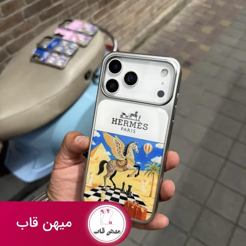قاب گوشی Hermes (سفید شطرنج )