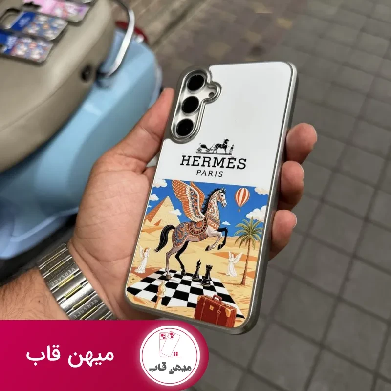قاب گوشی Hermes (سفید شطرنج )