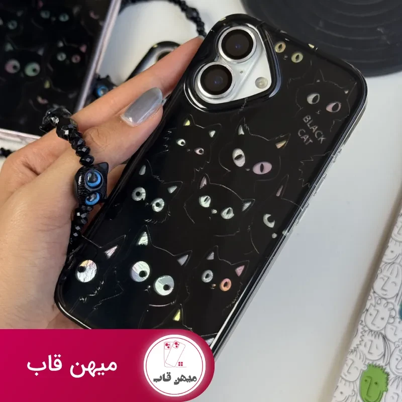 قاب آیفون گربه های سیاه با آویز