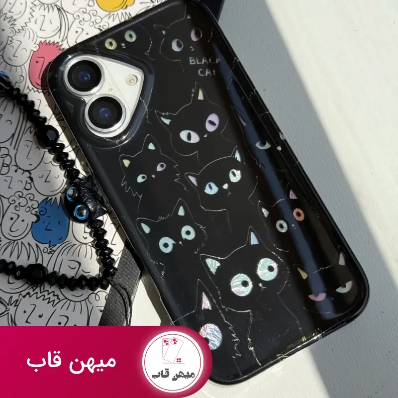 قاب آیفون گربه های سیاه با آویز