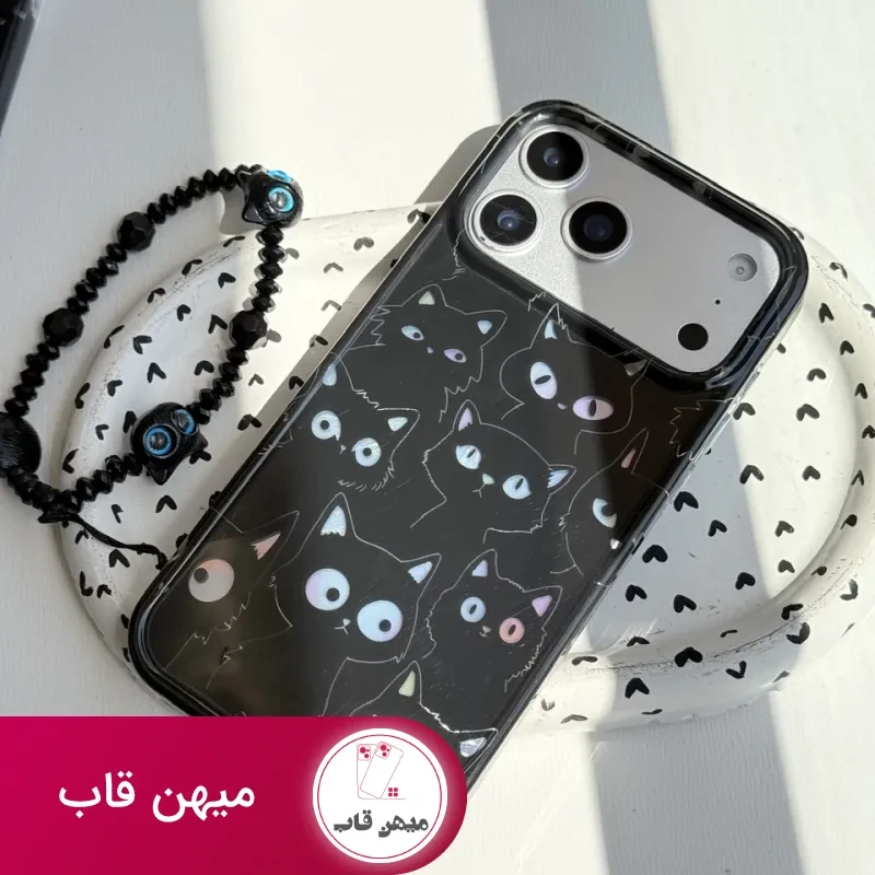 قاب آیفون گربه های سیاه با آویز