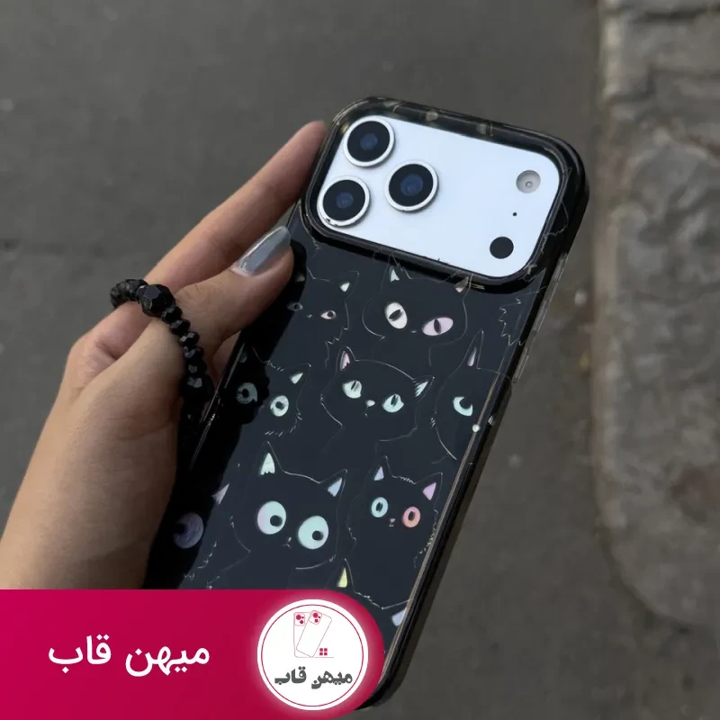 قاب آیفون گربه های سیاه با آویز