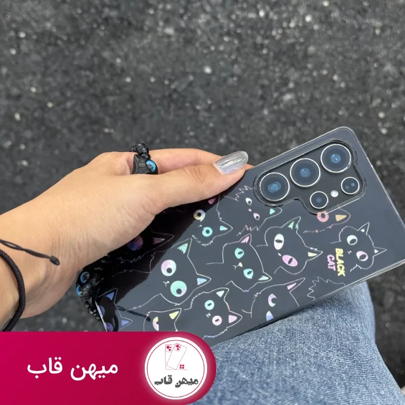 قاب سامسونگ و شیائومی گربه های سیاه با آویز