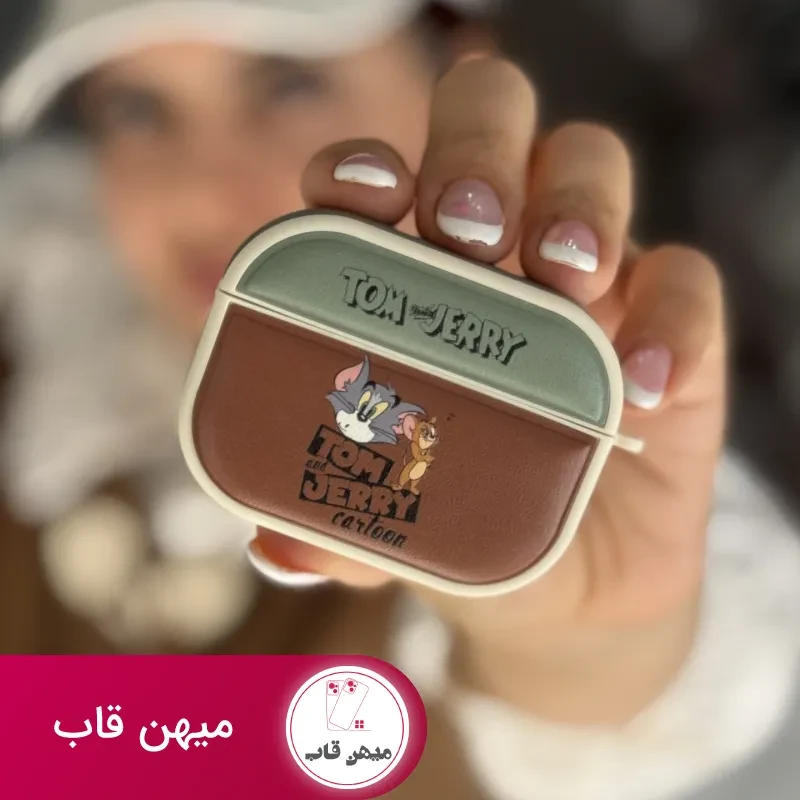 قاب گوشی تام و جری سبز و قهوه ای جاکارتی دار