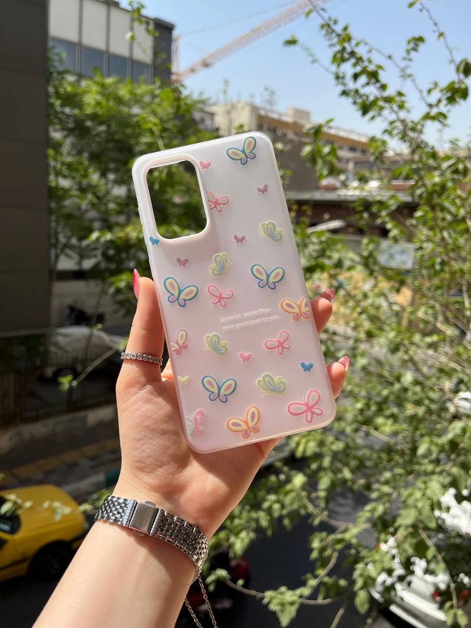 قاب دوتیکه پاستیلی colorful butterflies