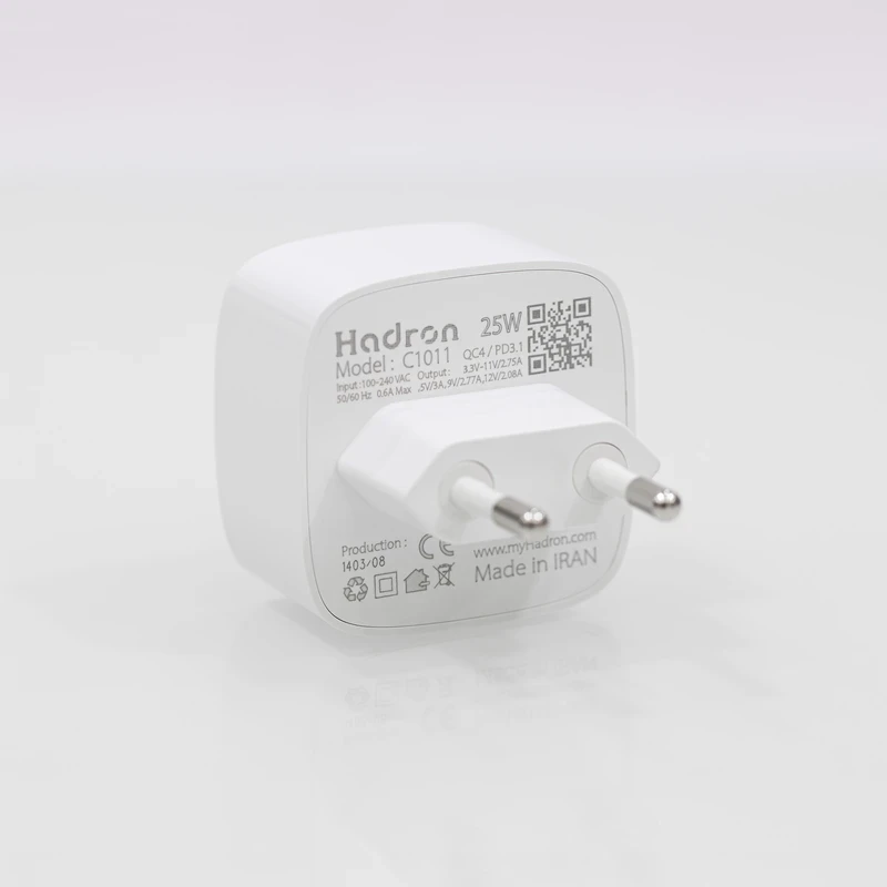شارژر دیواری Hadron هادرون Single Port 25W Type-C Wall Charger C1011