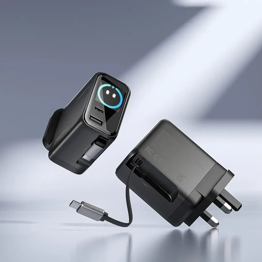 آداپتور پاورولوژی Powerology 70W Al TFT Adapter Retractable Type-C Cable