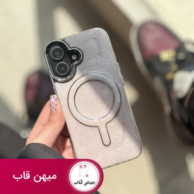 قاب گوشی صورتی شاینی با Mag Safe