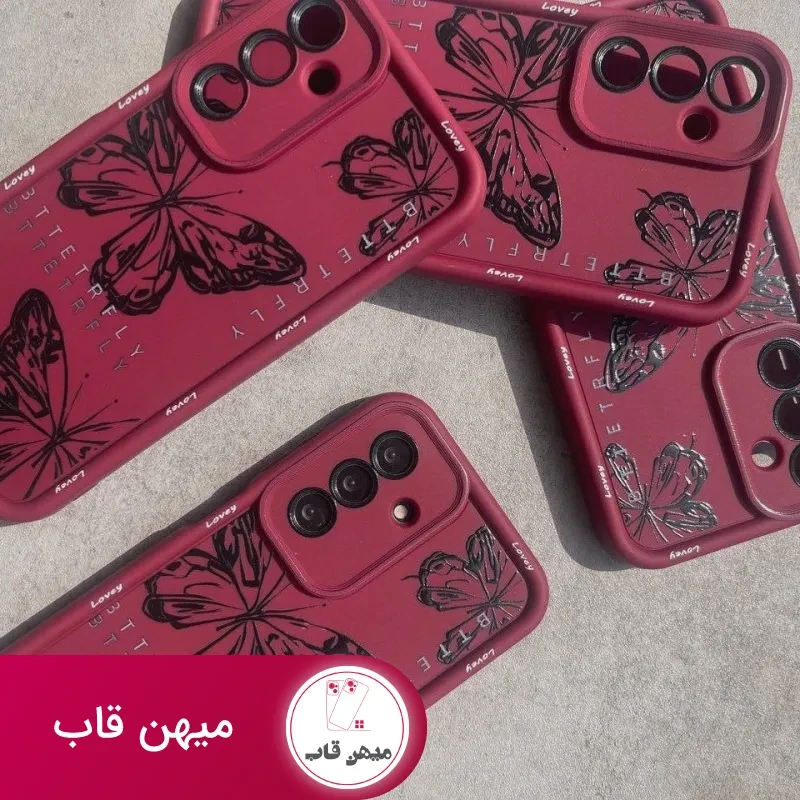 قاب سامسونگ سولید یووی پروانه چری همراه با آویز cherry butterfly