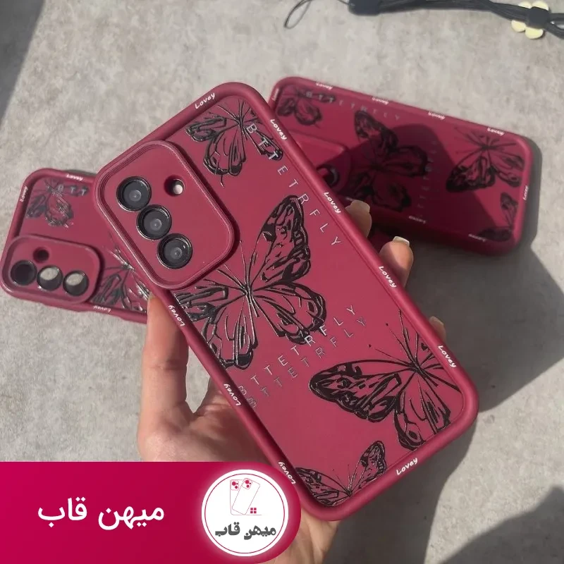 قاب سامسونگ سولید یووی پروانه چری همراه با آویز cherry butterfly
