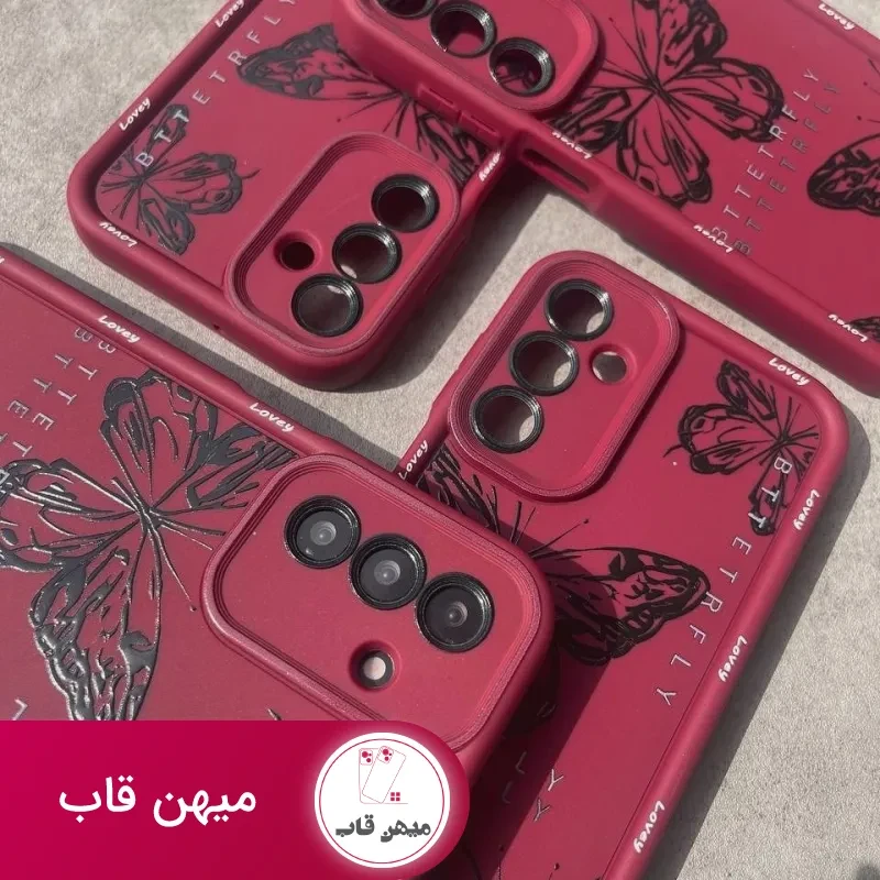 قاب سامسونگ سولید یووی پروانه چری همراه با آویز cherry butterfly