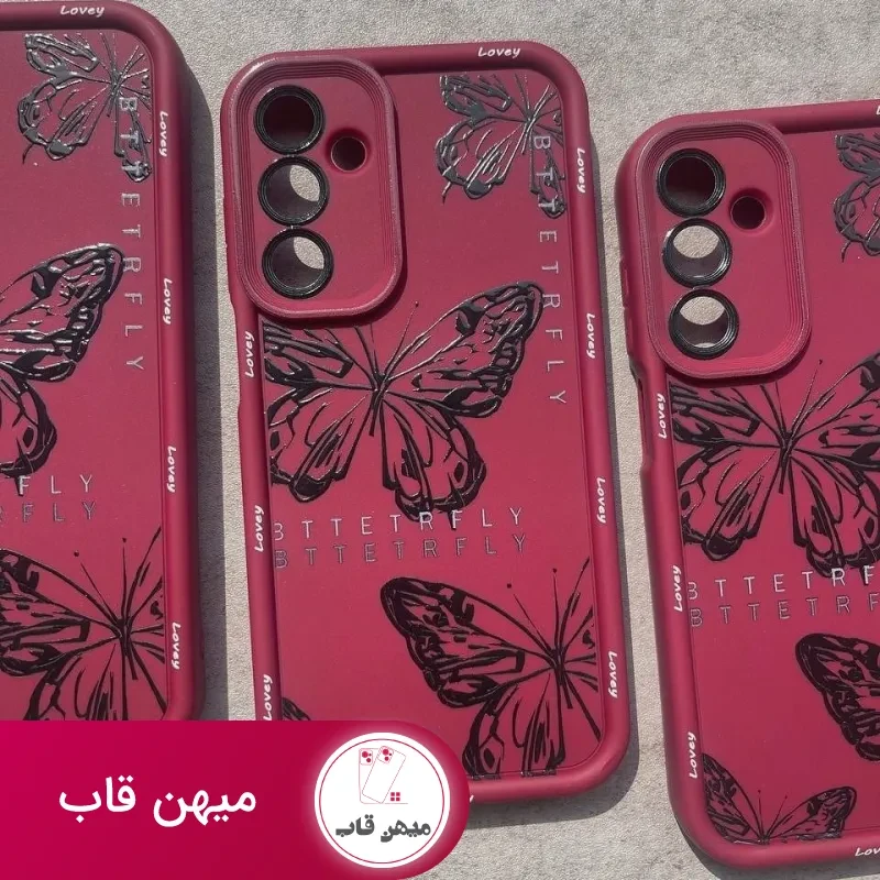 قاب سامسونگ سولید یووی پروانه چری همراه با آویز cherry butterfly