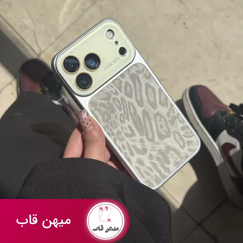 قاب گوشی پلنگی لنز