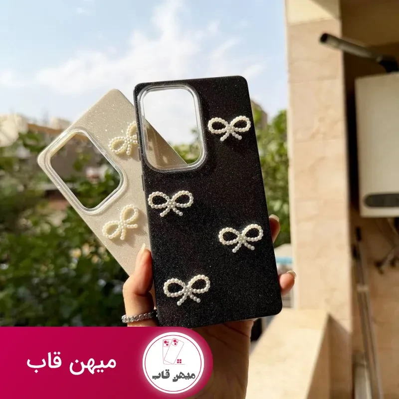 قاب آیفون شاین پاپیون مرواریدی SHINY BOW IPHONE