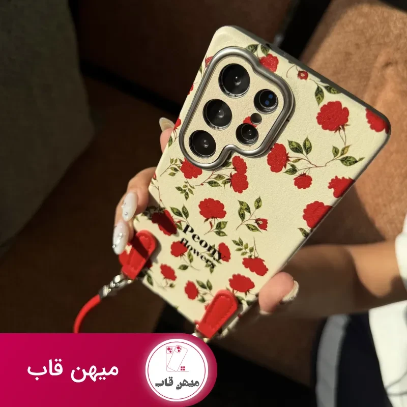 قاب گوشی Red rose flowers بند دار