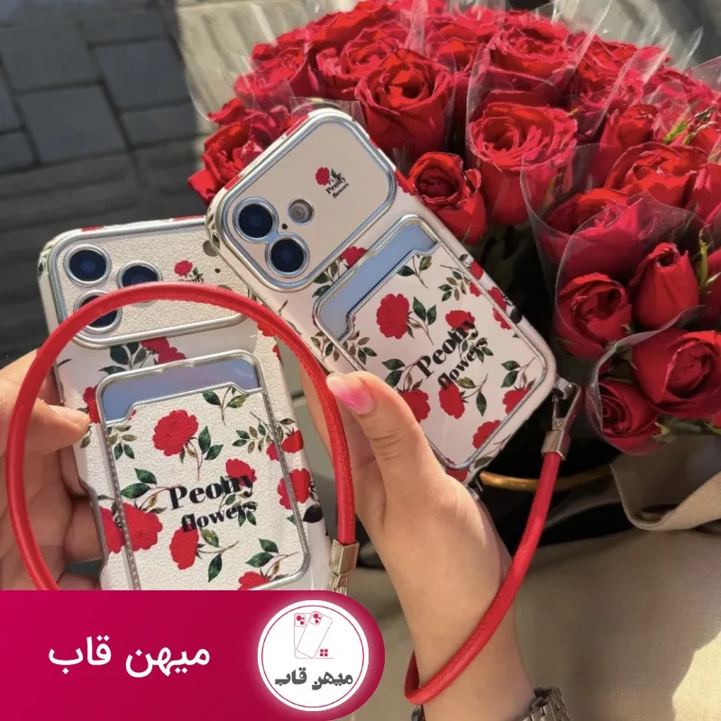 قاب گوشی Red rose flowers بند دار
