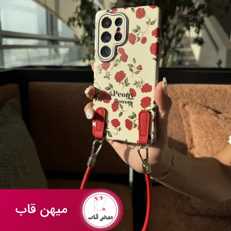 قاب گوشی Red rose flowers بند دار