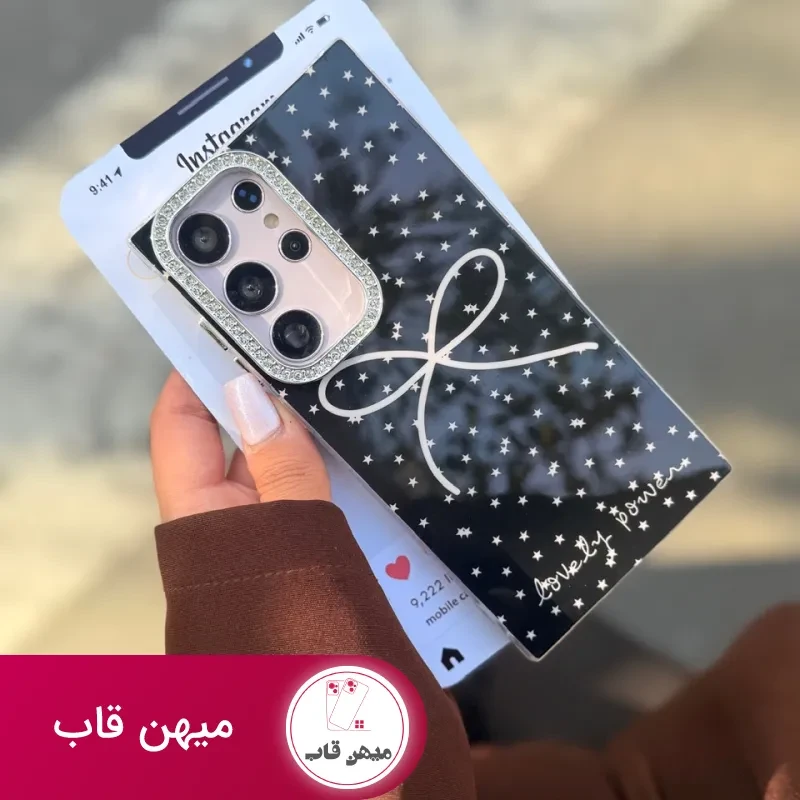قاب گوشی شب صورتی اندرویدی دور لنز نگین